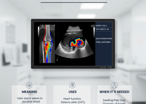 Color Doppler ultrasound scan showing blood flow in arteries and veins at Insight Imaging Clinic Pune