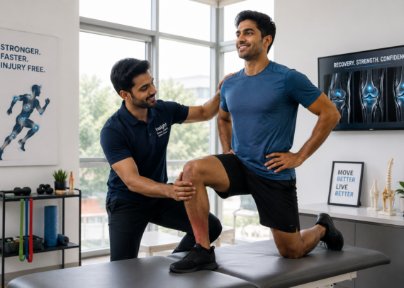 Young football athlete undergoing musculoskeletal ultrasound and sports injury assessment for persistent knee pain. The image highlights advanced sports diagnostics, ligament evaluation, tendon mapping, and injury prevention using MSK ultrasound, Digital X-ray, and Color Doppler imaging.