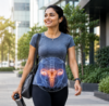 Young woman experiencing severe menstrual pain while holding a hot water bag at her office desk, later undergoing a pelvic ultrasound examination for Endometriosis diagnosis. The image highlights the importance of early detection of Endometriosis through advanced pelvic sonography and specialized women's health imaging.